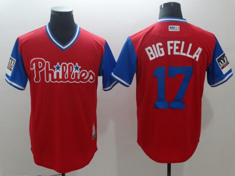 Men Philadelphia Philles #17 Big fella Red New Rush Limited MLB Jerseys->->MLB Jersey